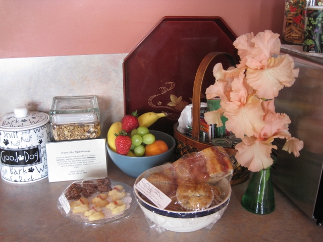 Breakfast features home baked muffins, granola & coffee breads