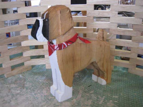Boxer Standing Wood Carving with Natural Ears