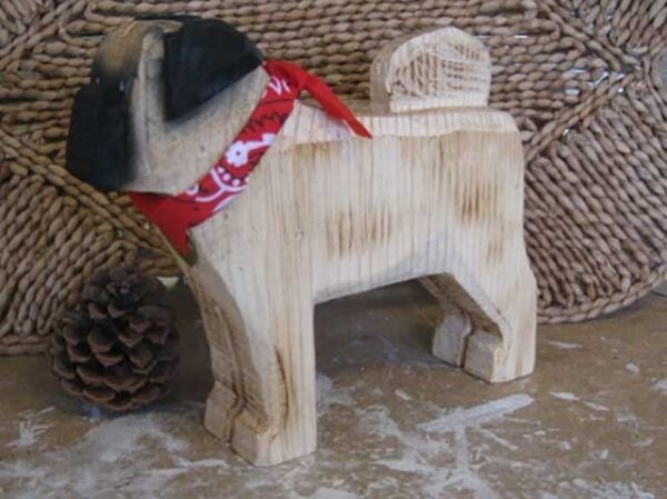 Adorable Pug Wood Carving